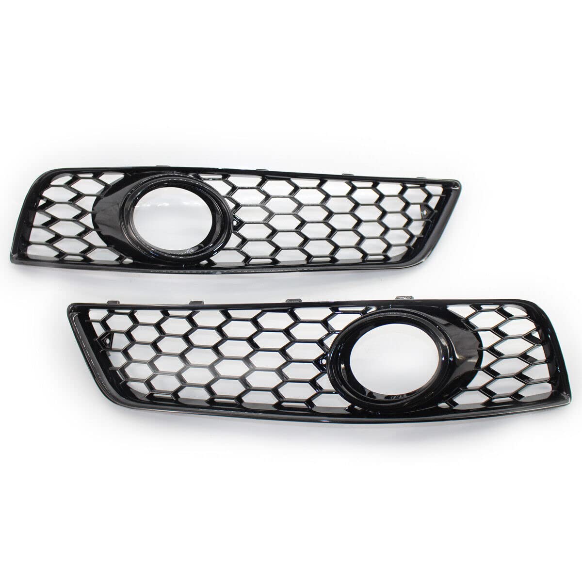 Parachoques delantero izquierdo y derecho negro estilo panal parrilla parrilla niebla bisel cubierta accesorios compatibles con Audi A3 8P 2008-2012 (todo negro)
