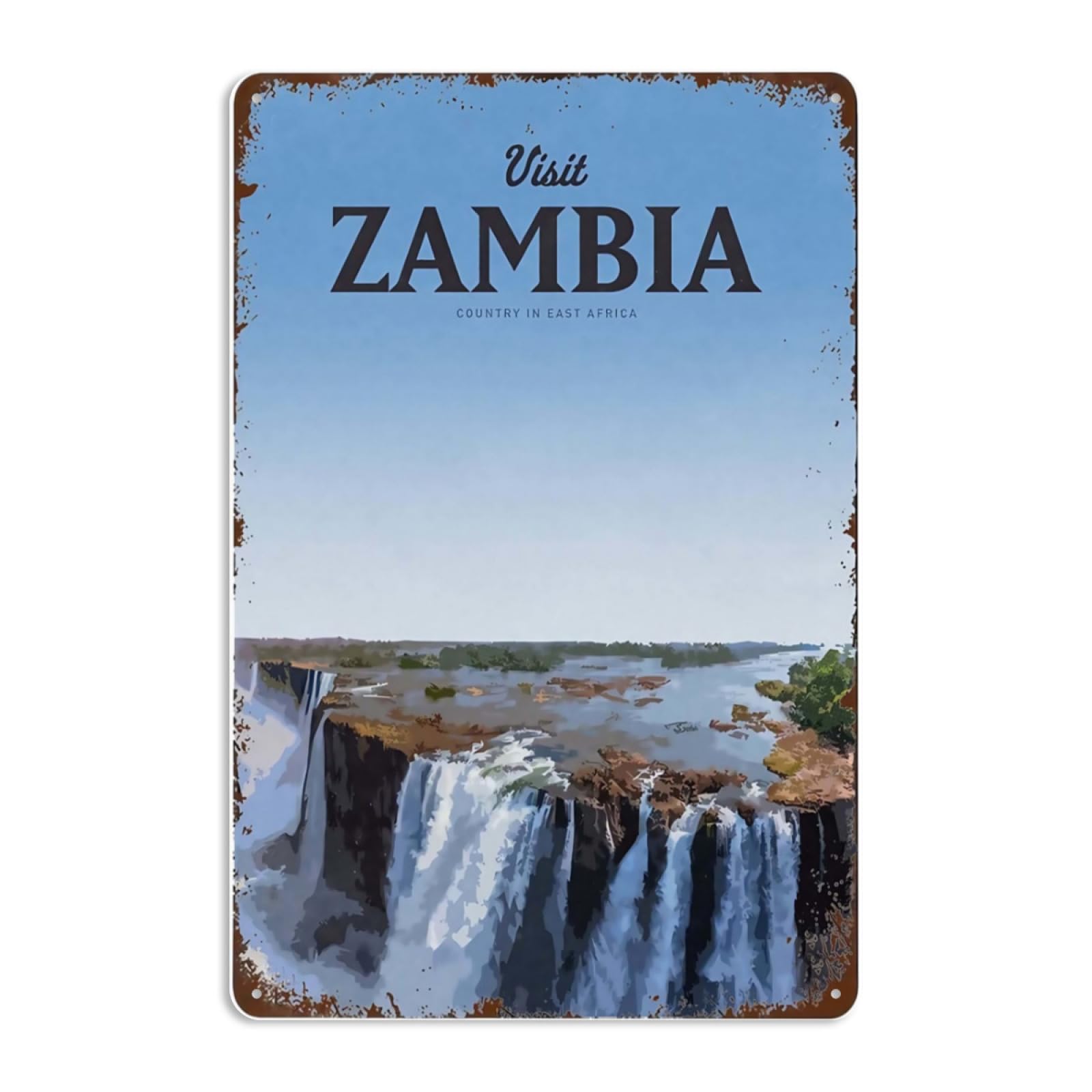 Kwqdozf As Pic Funny Visit Zambia Signs Wall Decor Vintage Metal Tin Sign Art Poster Fun M