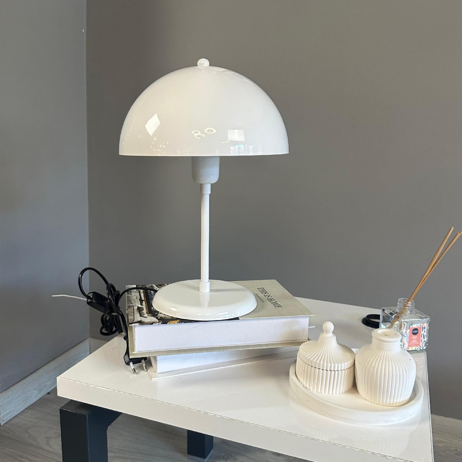 bamyum Lipeo Table Lamp, Mushroom Lamp E27 Modern Desk Lamp, Metal Bedside Lamps for Bedroom Living Room Office Study Room Library Reading Lamp, Nightstand Lamp, Mushroom Decor for Home