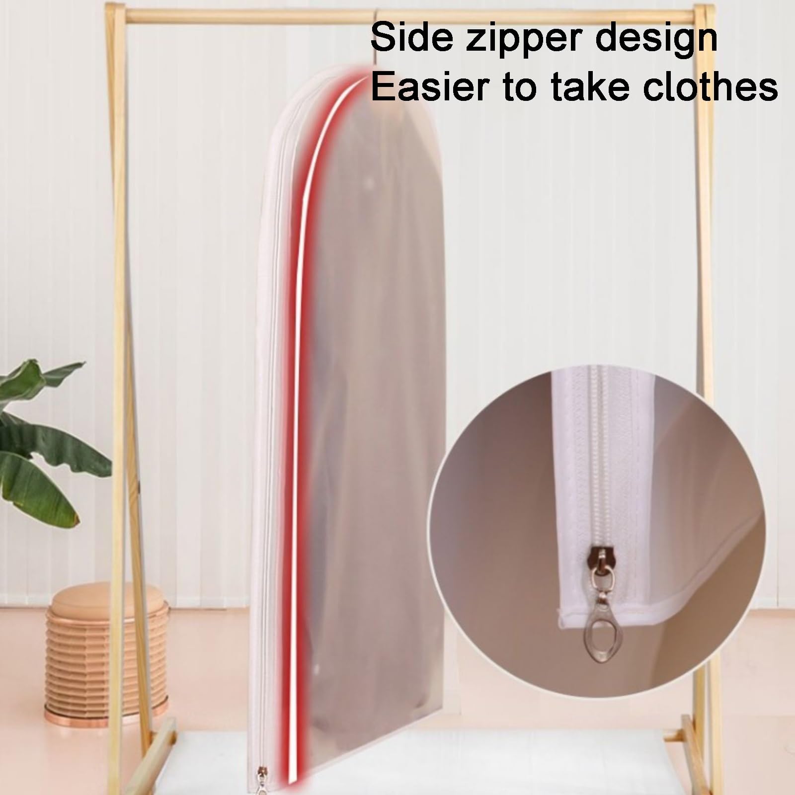 Copriabiti da Armadio, Copriabiti, Copertura Trasparente per Abiti, Completamente Chiusa con Cerniera sul Lato, Ideale per Cappotti, Abiti, Vestiti (5 Pezzi)(60 * 120cm/24 * 47in)