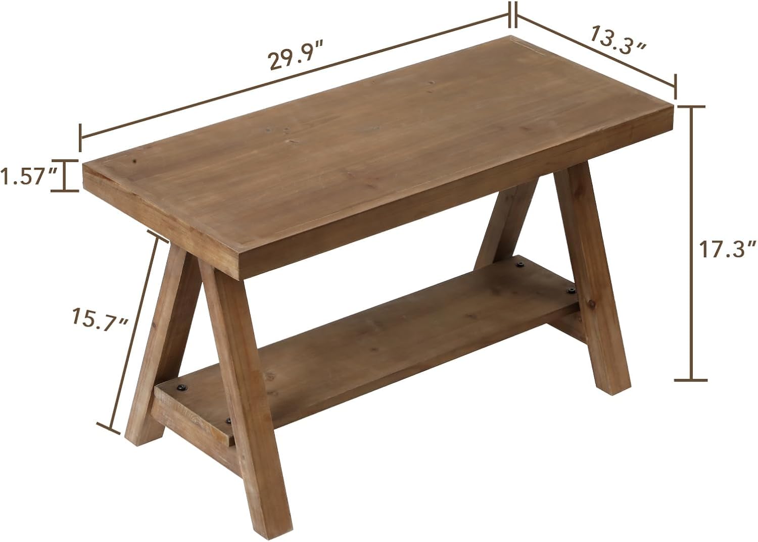 RowyPoey Solid Wood Bench, 30" Farmhouse Entryway Bench for Living Dining Room, Rustic Storage Bench Seat for Indoors, Natural 30“