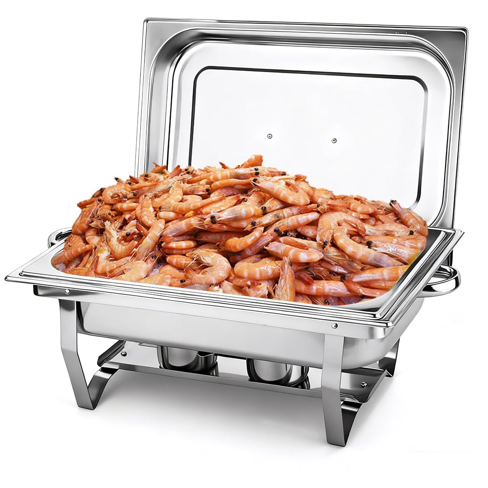 Warmhaltebehälter Essen, Chafing Dish Edelstahl Buffet-Behälter Buffetwärmer Mahlzeit Speisenwärmer Wärmebehälter Rechaud für Catering Buffet und Party (55 × 35,5 × 26 cm (1 Stück) (3 Quadrate))