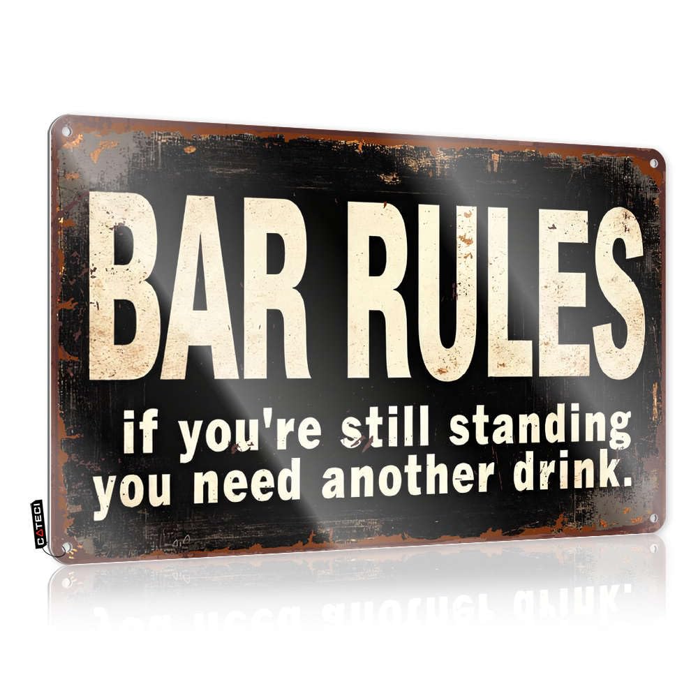 Skull Decor For Home Tin Plate Sign Work Desk Vintage - Bar Rules: If You're Still Standing, You Need Another Drink/Tiki & Cute Inside Rv