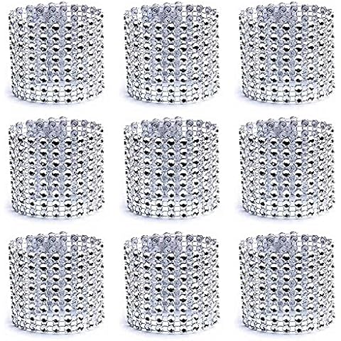 Serviettenringe, Silber Bling Strass Diamant Serviettenschnallen für Tischdekoration, Hochzeit, Abendessen Cover