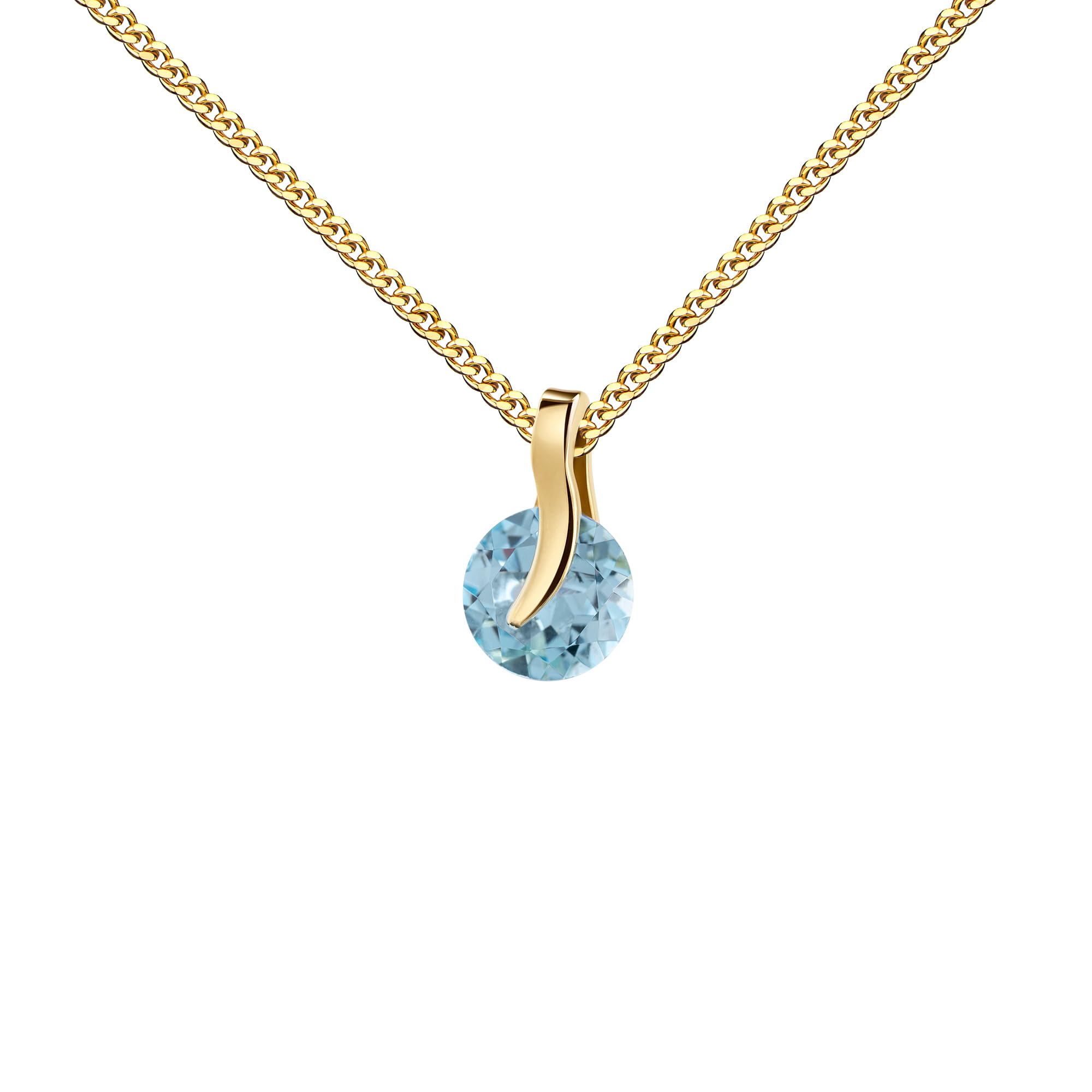 Blauer Topas Edelstein-Anhänger massiv 333 Gelbgold Goldanhänger für Damen. Mit Kette oder ohne Kette wählbar + Schmuck-Etui + Echtheitszertifikat
