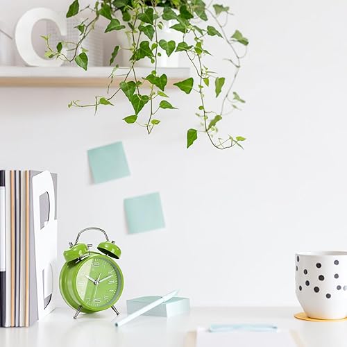 Miniatura 9 de Paquete de 2 despertadores de campana doble para personas que duermen profundamente, alarma fuerte de 4 pulgadas para adultos, adolescentes y niños,