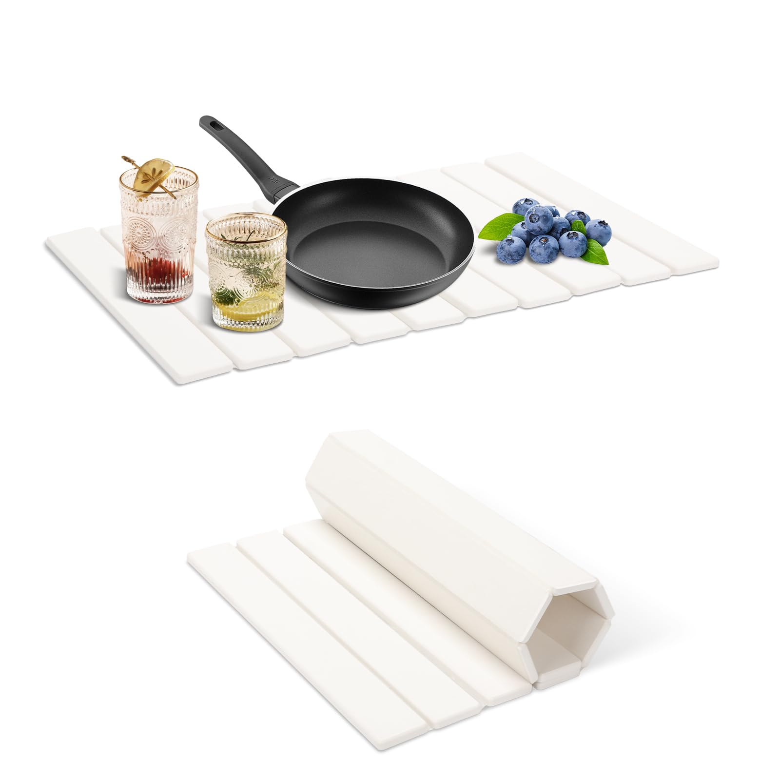 Tapis de Séchage en Pierre, Tapis de Séchage à Vaisselle Pliables, Plateau à Savon à Séchage Rapide, Tapis en Terre de Diatomite, Rapide à séchage Rapide, Plateau en Pierre Absorbant L'Eau