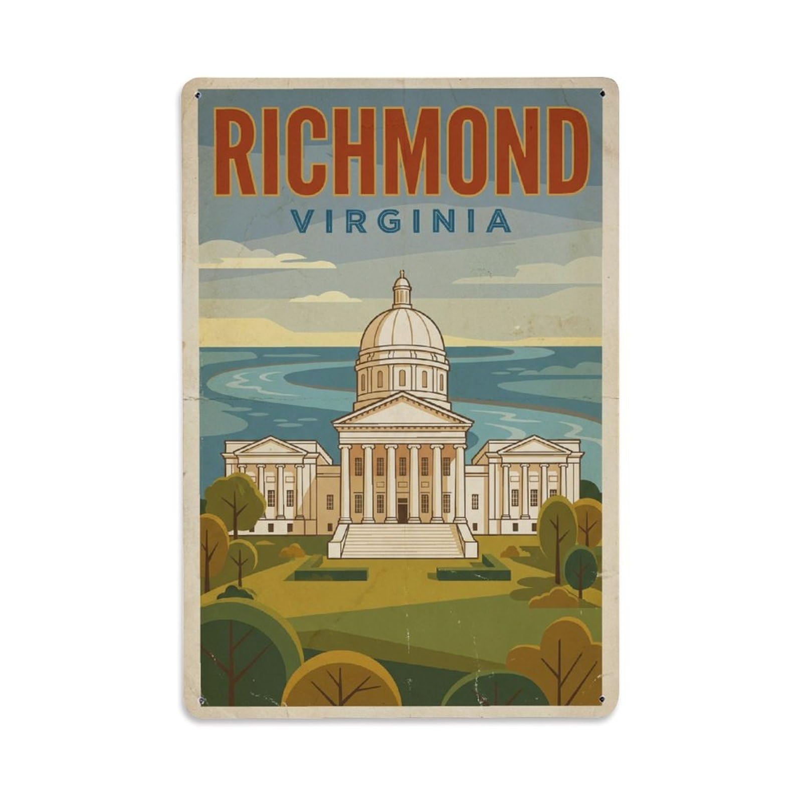 Xanthor Style Retro Travel Usa Richmond Metal Tin Sign