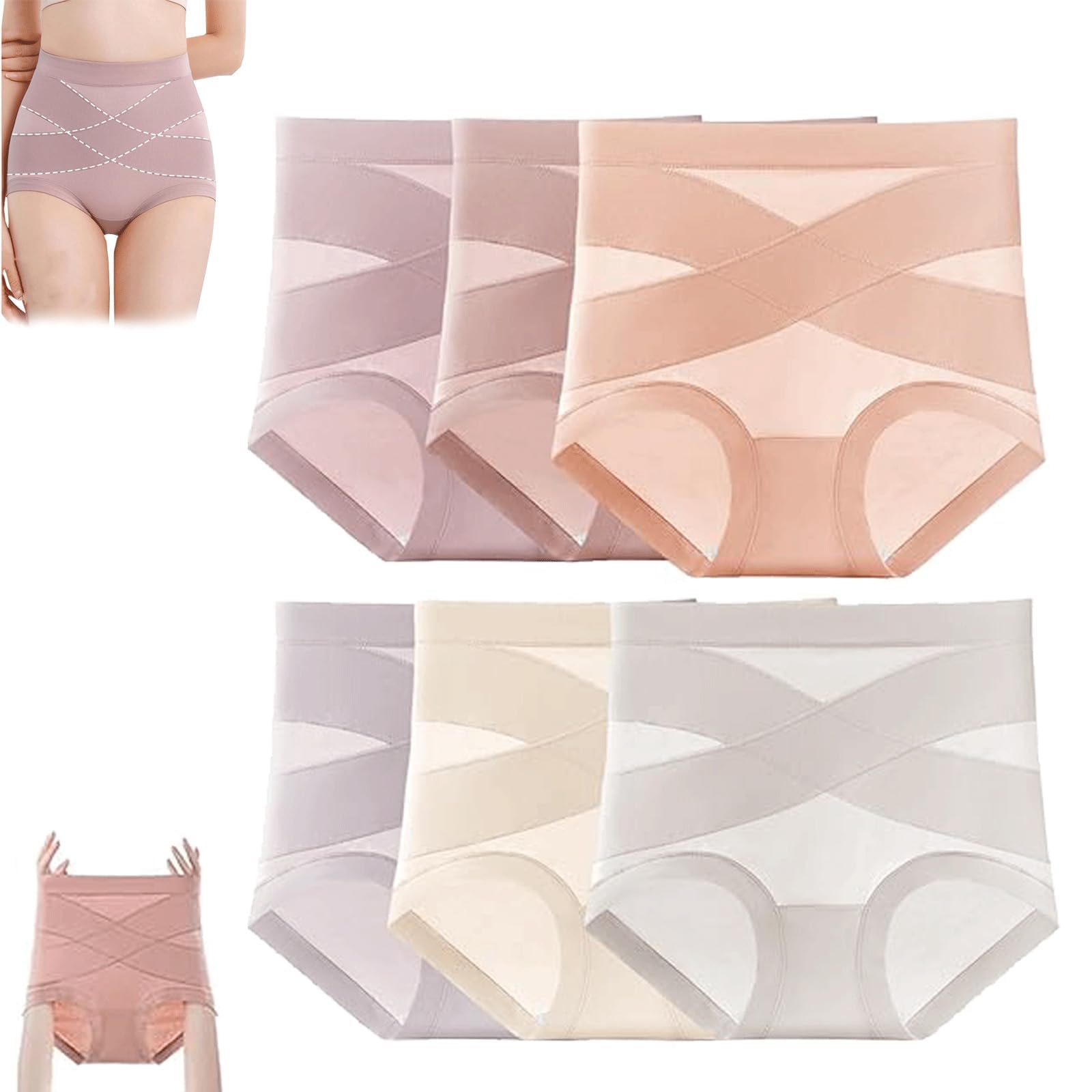Lushtush Culotte gainante ultra confortable et étanche pour femme Taille haute avec contrôle du ventre, 6 pièces., M