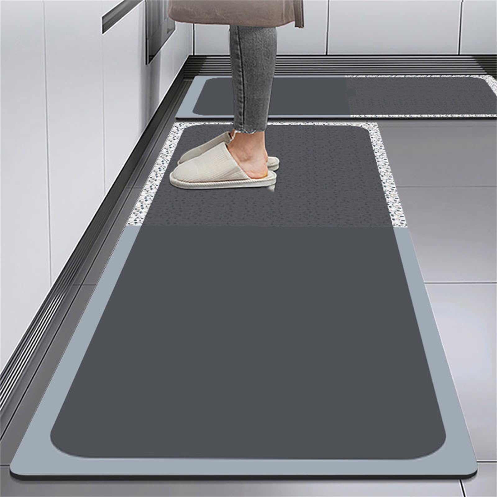 Tapis cuisine super absorbe l'eau et l'huile lot de 2 lavable avec envers antidérapant solide