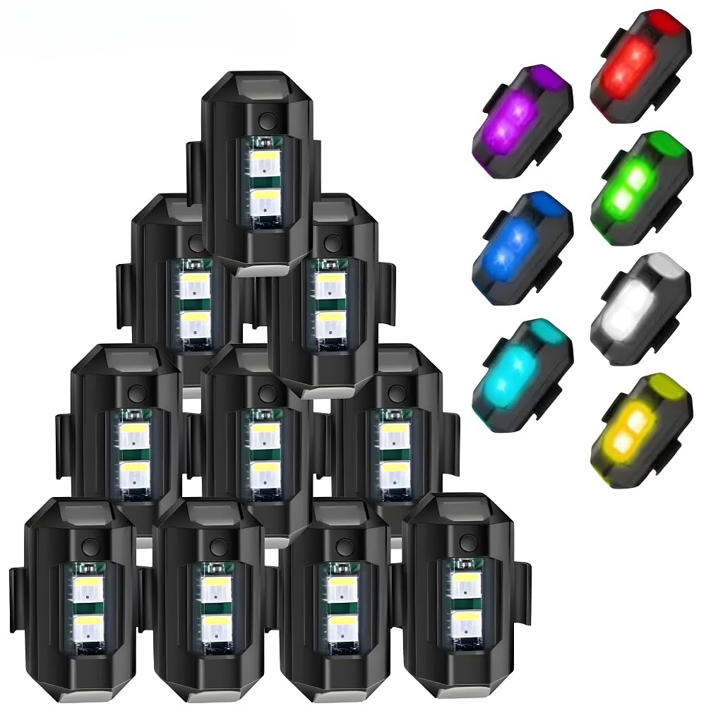 7 Color Led Strobe Light Battery Safety Signal Aircraft Blinking Light for Motorbike, Helmet, Bicycle, Car, Scooties & Anywhere (3.7 V, 10 W) (Pack of 10)-picture-13