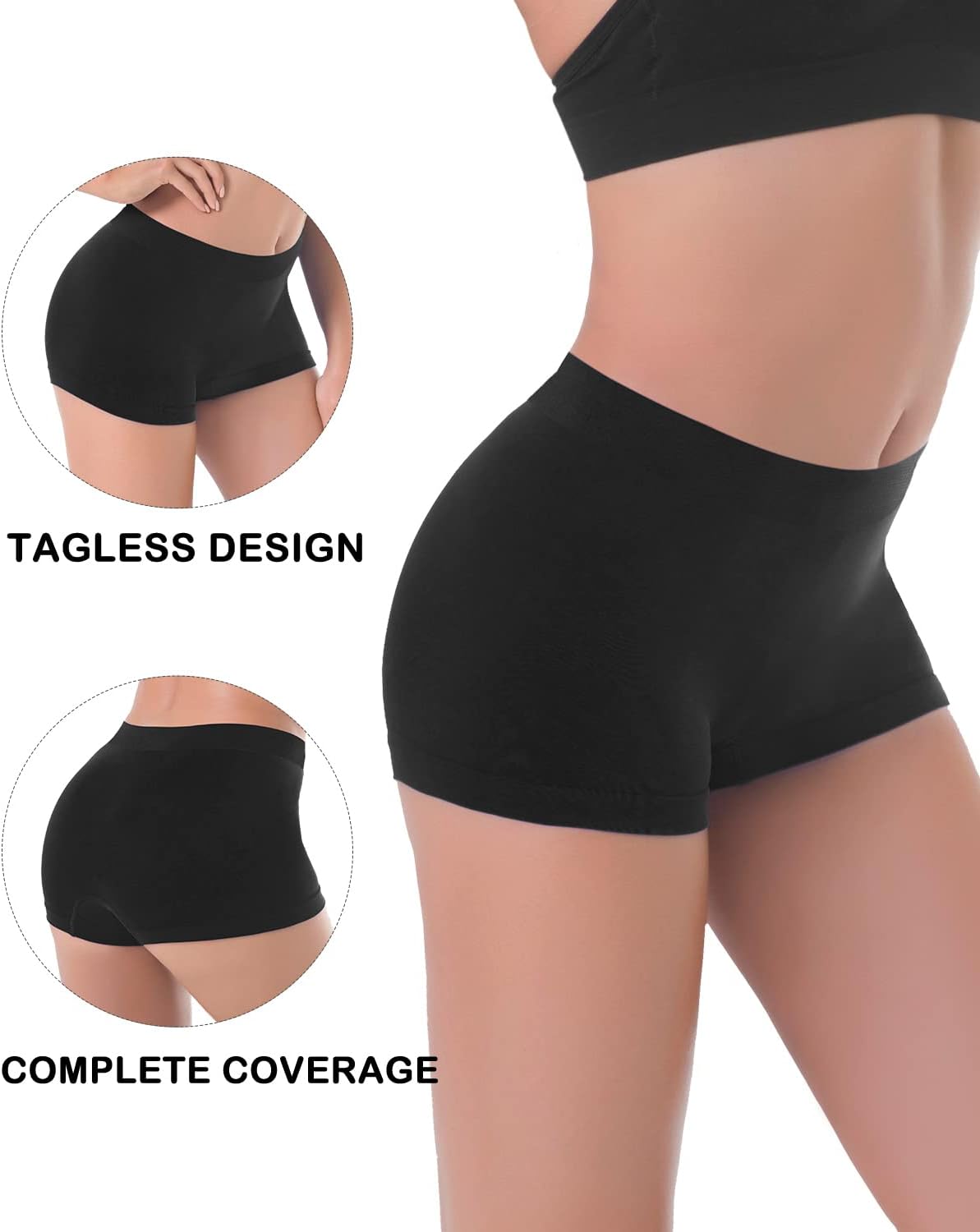 R RUXIA Women's Boyshort Panties Seamless Nylon Underwear Stretch Boxer Briefs 5 Pack - Image 3