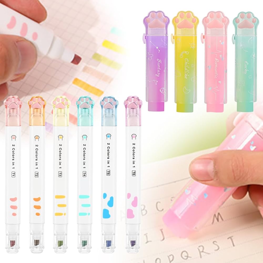 Amazon.co.jp: SALUDABLE 蛍光ペン マーカー 12色 消しゴム