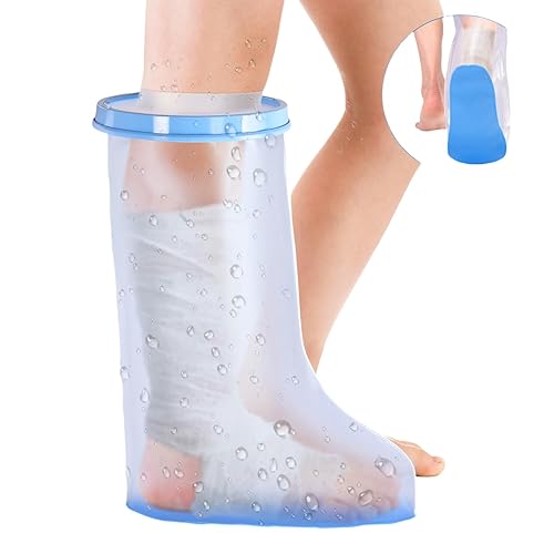 Funda impermeable para piernas para ducha, botas de ducha para adultos para piernas después de una cirugía con parte inferior antideslizante para