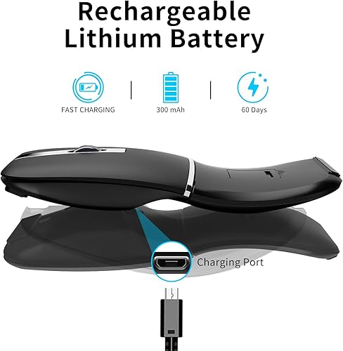 Miniatura 6 de Ratón curvo Bluetooth, mouse inalámbrico giratorio ultrafino y recargable, modo dual (BT5.03.0+2.4G), mouse de arco de viaje portátil adecuado para