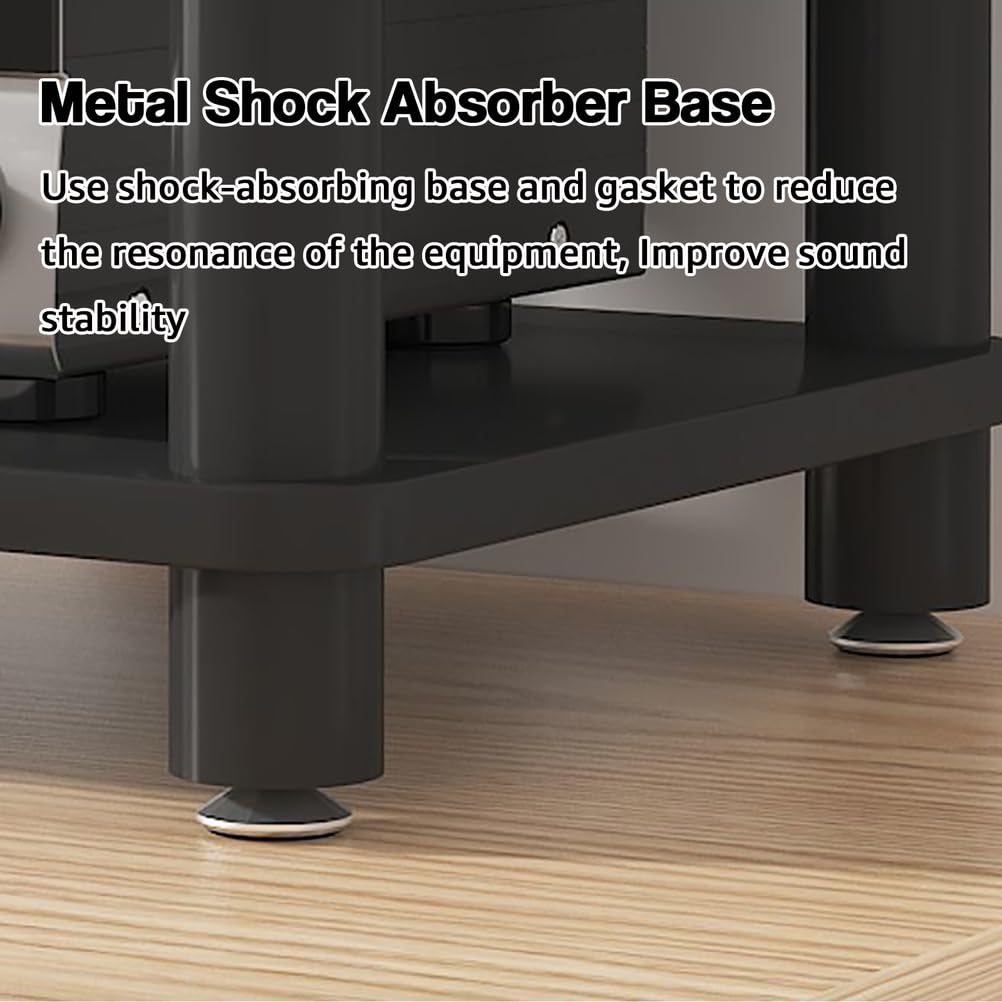 Supporto AV multimediale da scrivania, per video e audio, con ripiano in legno, armadio stereo aperto, armadio componente, mobiletto per componenti ad angolo, mobile portatile per scrivania per