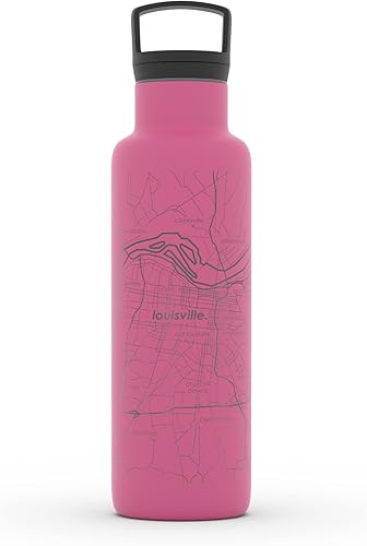 Miniatura 89 de Well Told Botella de agua aislada con mapa de Washington DC grabado, botella de acero inoxidable grabada (21 onzas, blanco) botella aislada de mapa