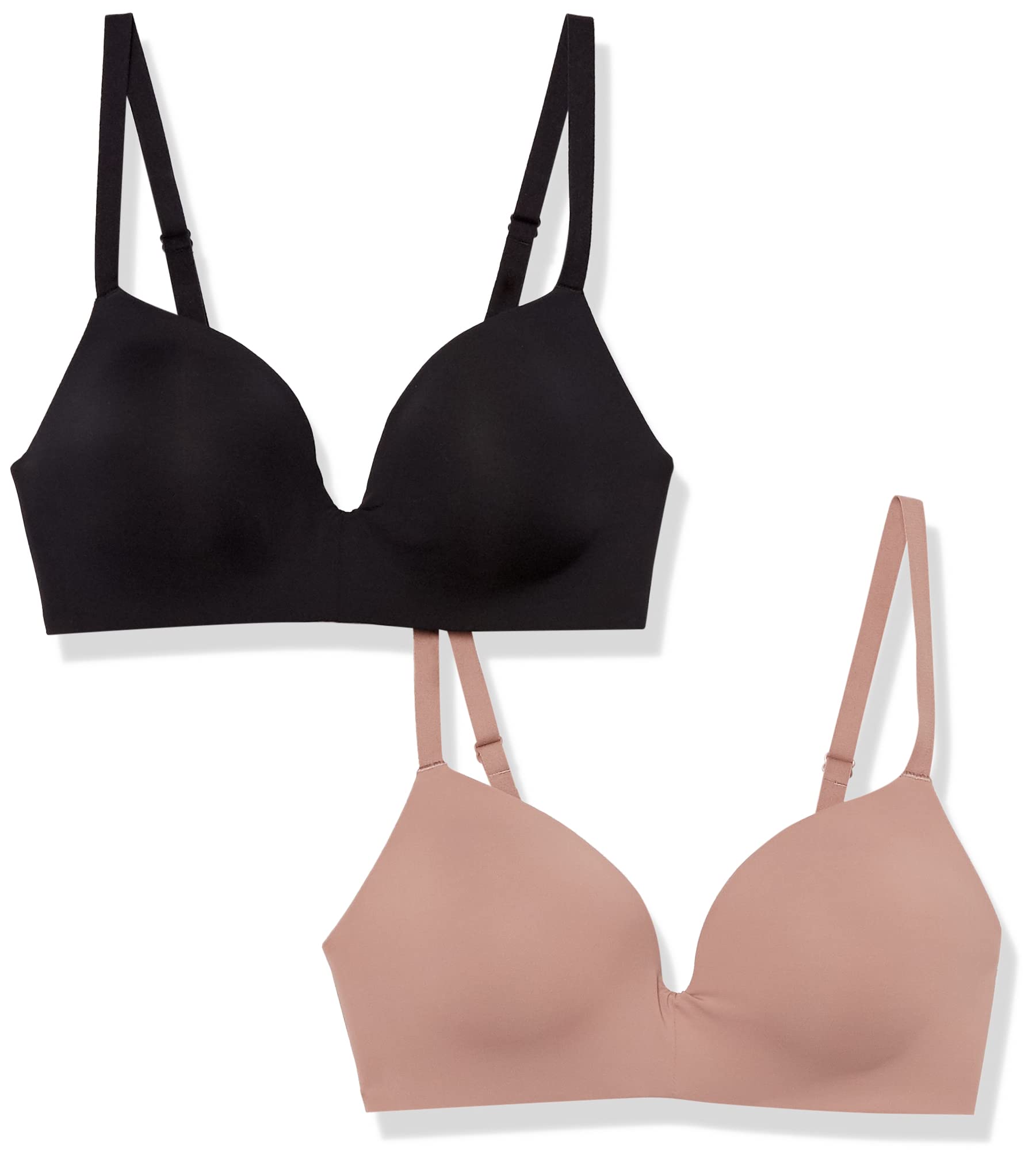 Amazon Essentials Reggiseno Leggermente Foderato Senza Ferretto Donna, Pacco da 2