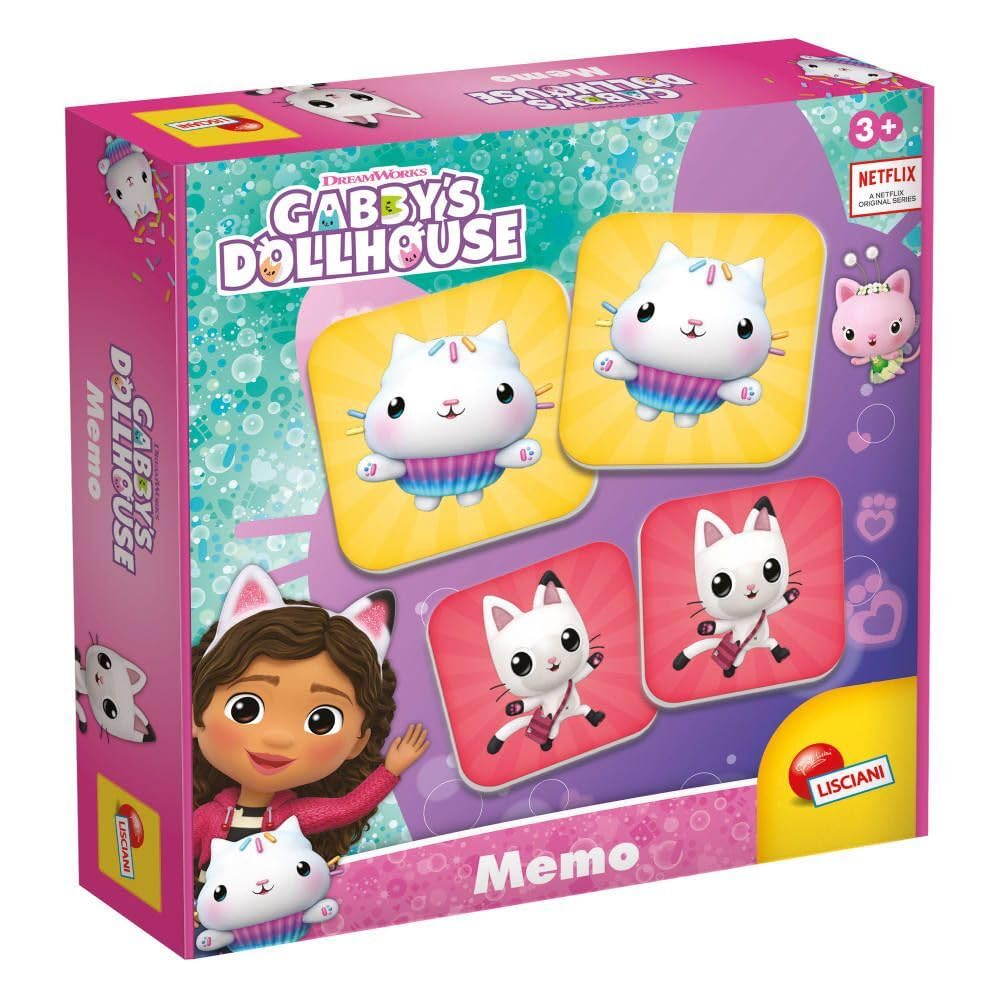 Lisciani - GABBY'S DOLLHOUSE - Memory Game for Children From 1 Year - Educational Game - Strengthens Memory and Attention - Inspired by the cartoon GABBY'S DOLLHOUSE - Made in Italy