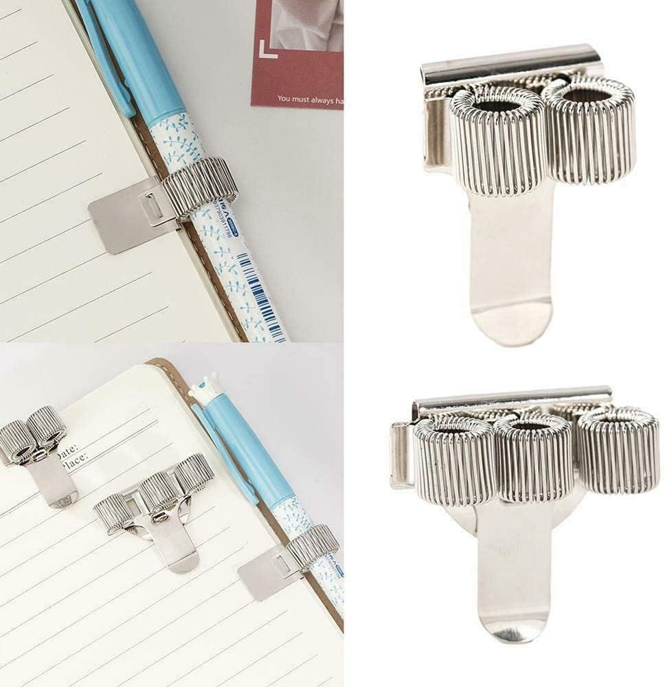 4 Clip Portapenne In Metallo - Argento Per Quaderni, Appunti E Tasca - Foto 2
