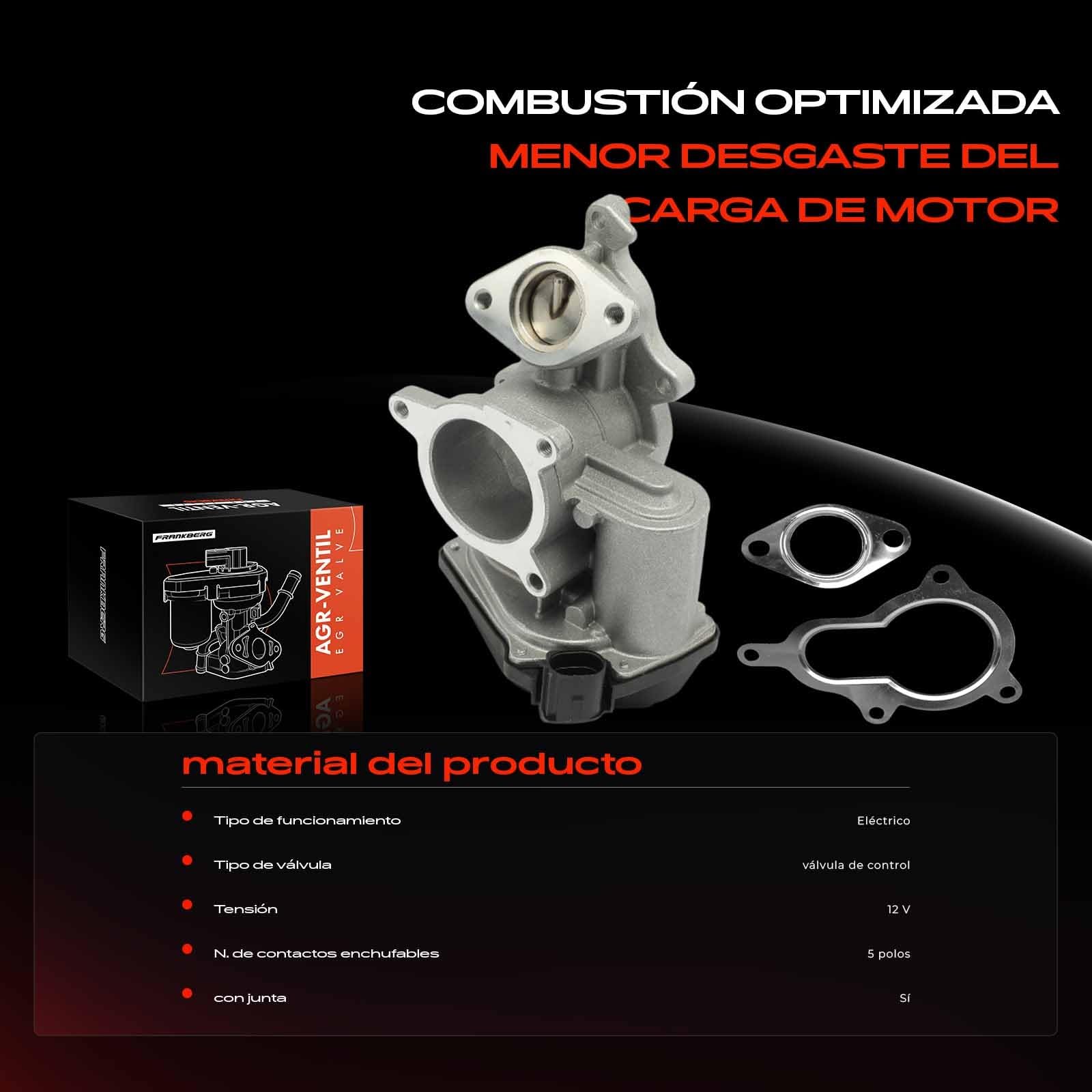 Frankberg Válvula EGR de recirculación de gases de escape 03G131501J | Compatible con: A4 8EC, A6 4F2, A6 Avant 4F5, A4 Avant 8ED