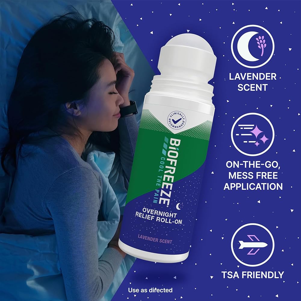 Biofreeze Overnight Pain Relief Roll-On, Arthritis Pain Reliver, Knee & Lower Back Pain Relief, Sore Muscle Relief, Lavender Scent, FSA Eligible, 2.5 FL OZ Menthol Roll-On - Pack of 2 — Amazon image 4