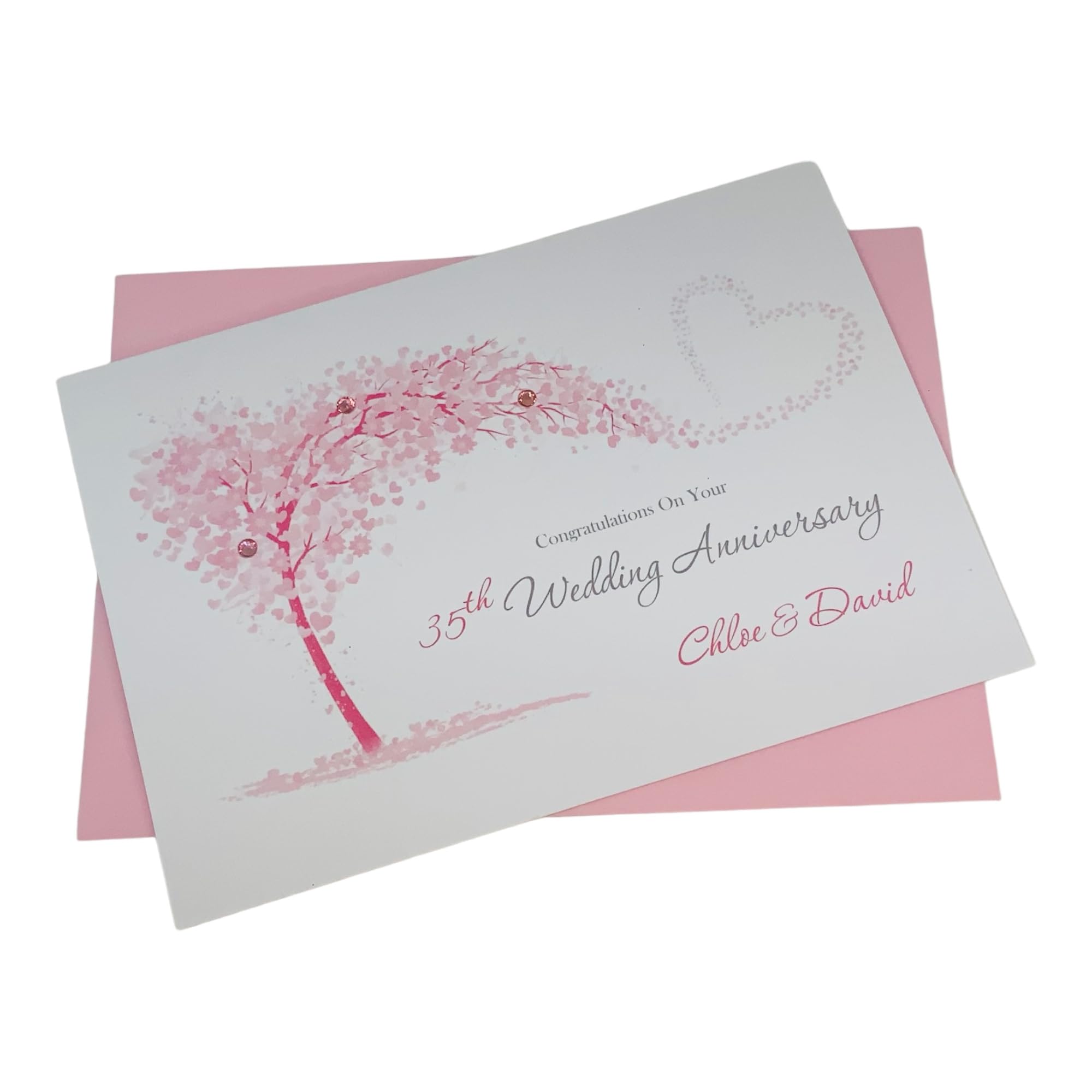 35th Wedding Anniversary Card - Coral 35 Year Thirty Fifth Anniversary Greeting Card, Personalised Gift for Wife, Husband, Parents, Couple Friends - Various Designs (Sweeping Heart) โ image 1