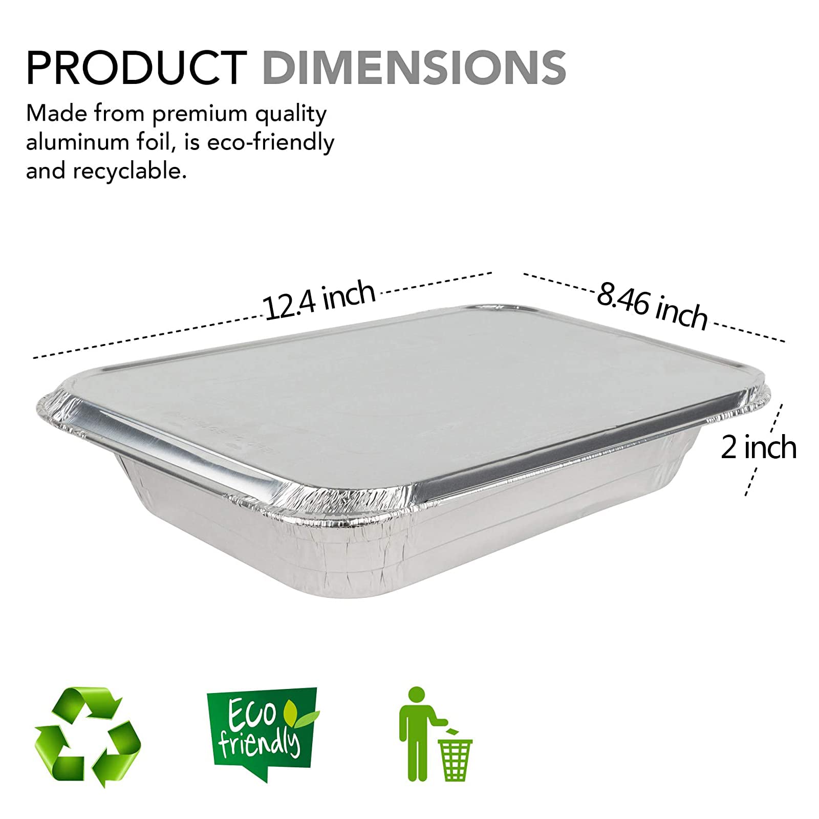SUPERFA 20 Pack Large Aluminium Foil Trays with Lids, 2300ml Disposable Foil Trays for Oven Baking, BBQ(32x22x5cm) - Image 2