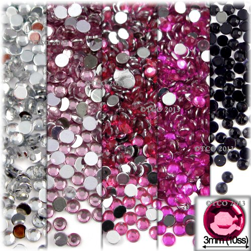 The Crafts Outlet 5-Pack Set (5X - 1,440-Piece), Round 3Mm Rhinestones, Flatback, Purple Tones #TOP7