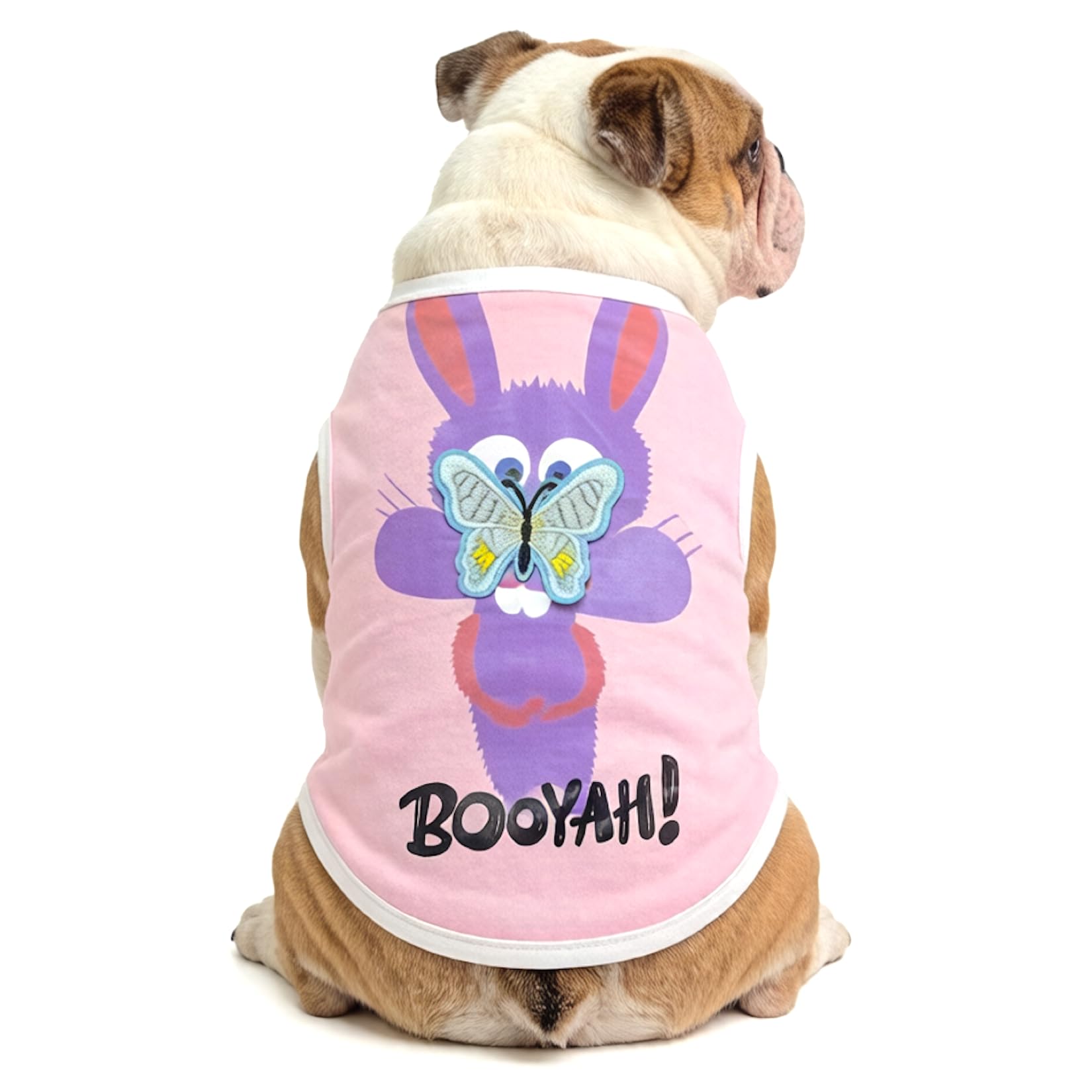 iChoue English Bulldog Shirts for Dogs Cartoon Bunny Print Clothes Easter Outfits Costumes Rabbit Vests Cotton Tank Tops American Bully - Pink/XXLarge — image 1