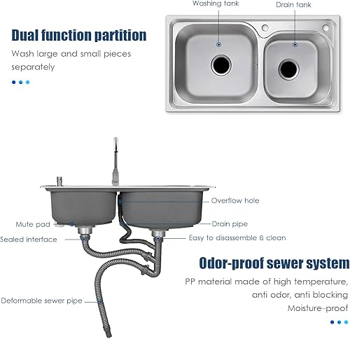 Miniatura 5 de Fregadero de cocina comercial de acero inoxidable para exteriores, con cesta de drenaje de grifo, estante, toallero, para garaje, restaurante,