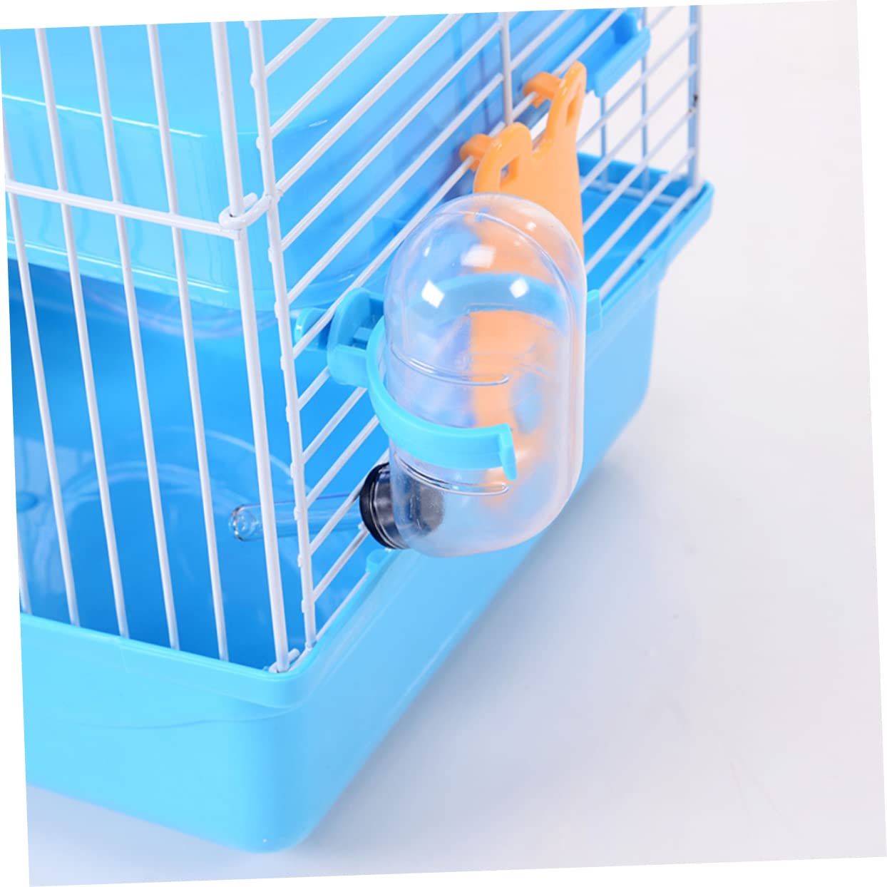 Gabbia per Criceti a Tre Livelli Ruota e Beverino Blu | Pp e Filo di Ferro, Struttura a Scivolo Multilivello, 23×17×45cm per Cincillà e Piccoli Animali
