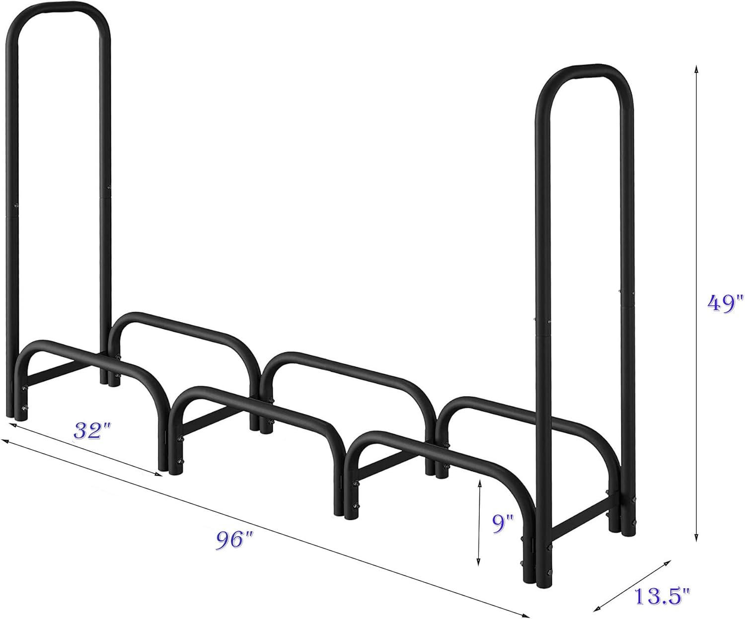 8ft Firewood Storage Log Rack with Cover,Heavy Duty Indoor Outdoor Log Holder,Black