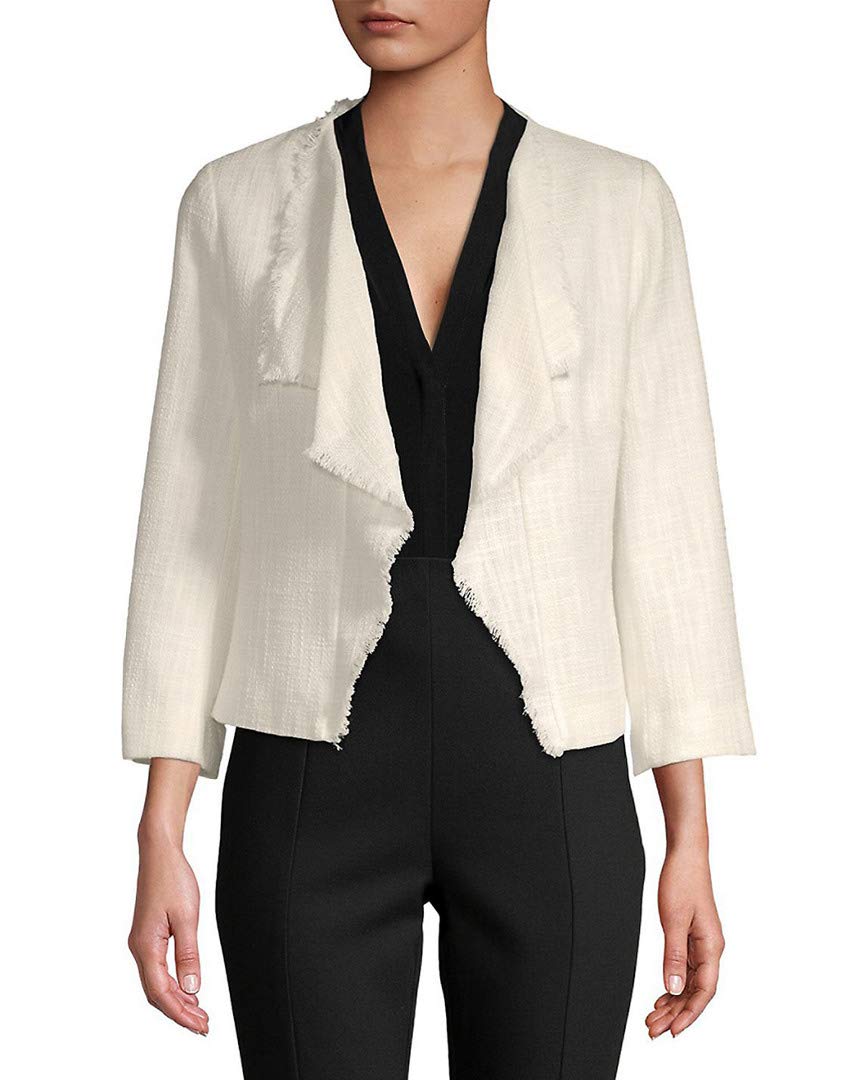 Karl Lagerfeld Womens Paris Classic Long-Sleeve Jacket, L Ivory