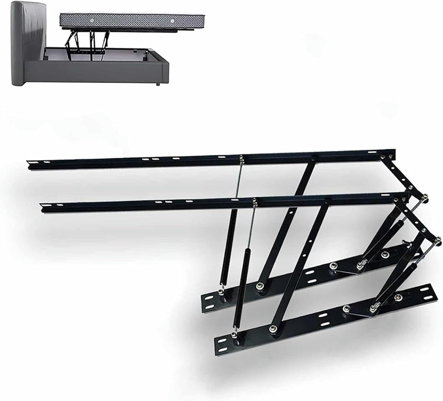 Balance Storage Bed Lift Mechanism Kit, Tatami Gas Spring Bed Storage Lift Hydraulic, Gas Hydraulic Strut Stay Lift Hinge for Bed Box Cabinet, Sofa Recliner or Bed with Bed Box(Applicable to 1.8m bed)