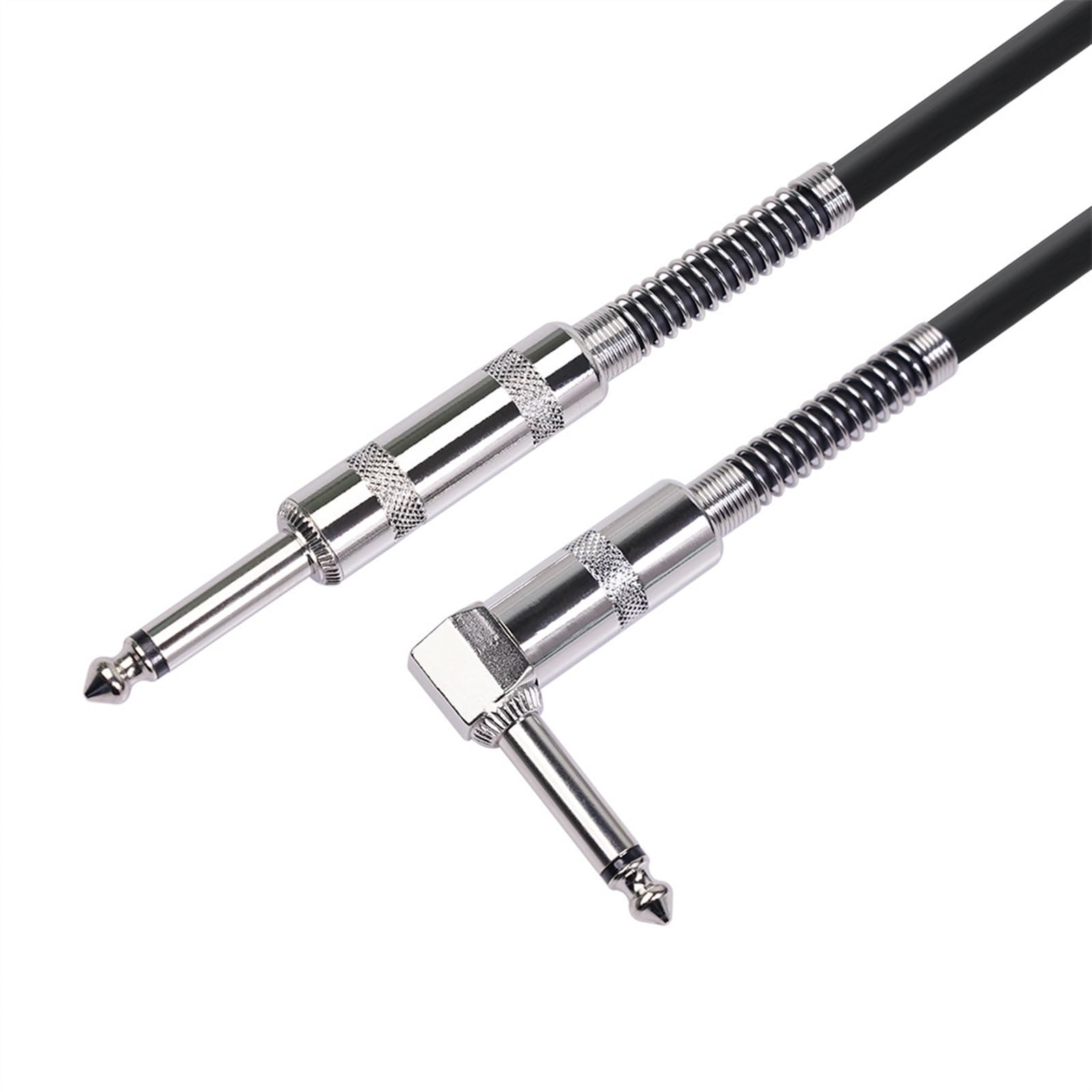 Cavo jack per chitarra elettrica e basso, Cavo for chitarra da 6,35 mm, dritto, a gomito, nichelato, schermato a doppio strato, nero, 1,8-10 m(10)
