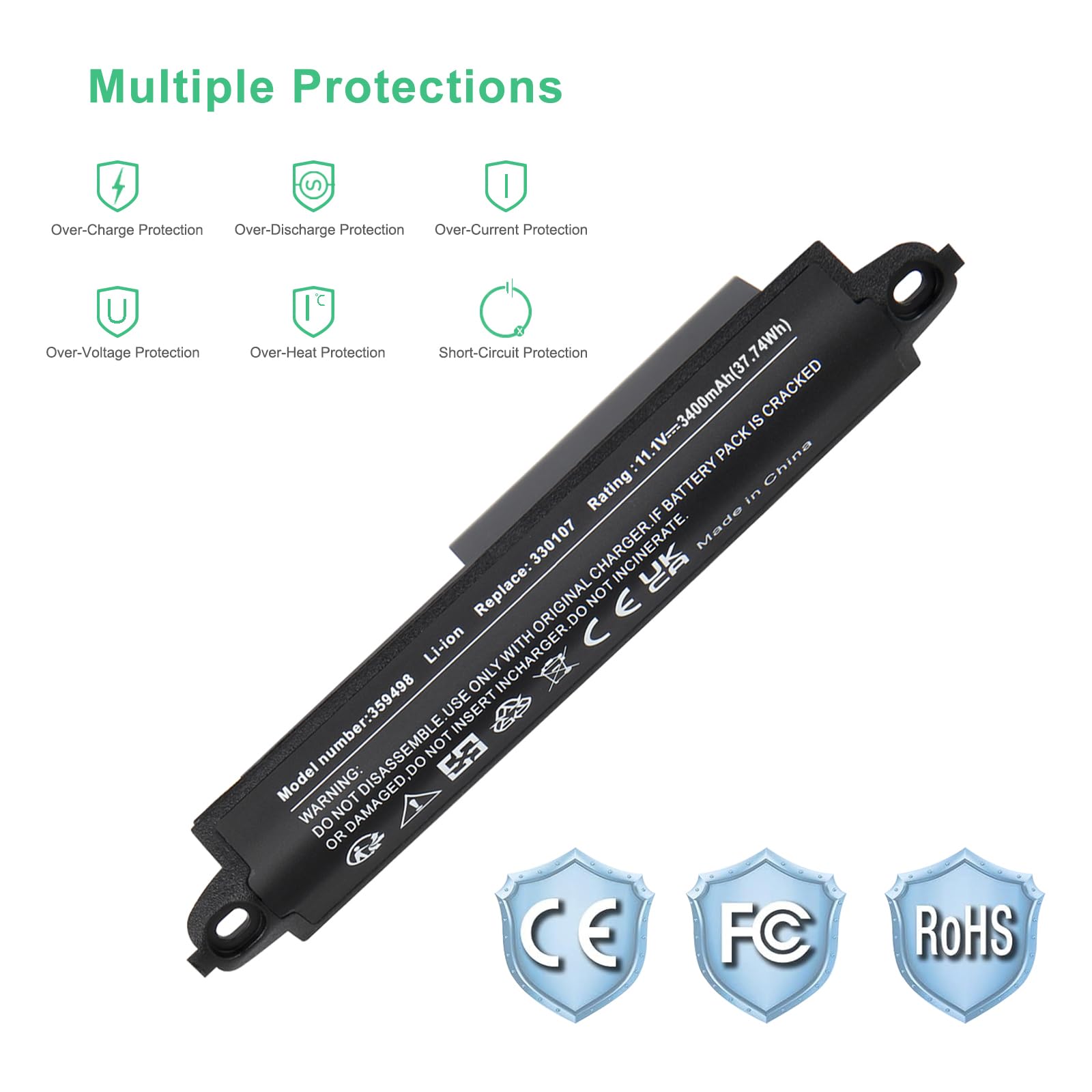 11.1V 3400mAh 359495 Batterie pour Bose SoundLink III 330107 359498 330107A 359495 330105 330105A Batterie de rechange pour Bose SoundLink Bluetooth Mobile Speaker II 404600