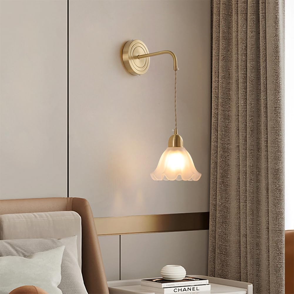 Applique Murale Interieur 9W LED 3000K Blanc Chaud Laiton Lampe Murale Moderne Eclairage Décoration Lumière Luminaire Mural Pour Chambre Bureau Salon Escalier Couloir Hôtel Bar, Doré