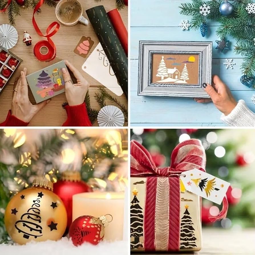 Amazon.co.jp: seimeinoki クリスマス ステンシルシート 木の柄