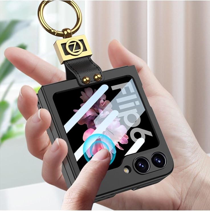 Samsung İle Uyumlu Galaxy Z Flip 6 Uyumlu Telefon Kılıfı Z Harfli Yüzüklü Kamera Korumalı İnce Mat Tasarım, Titanyum Gri