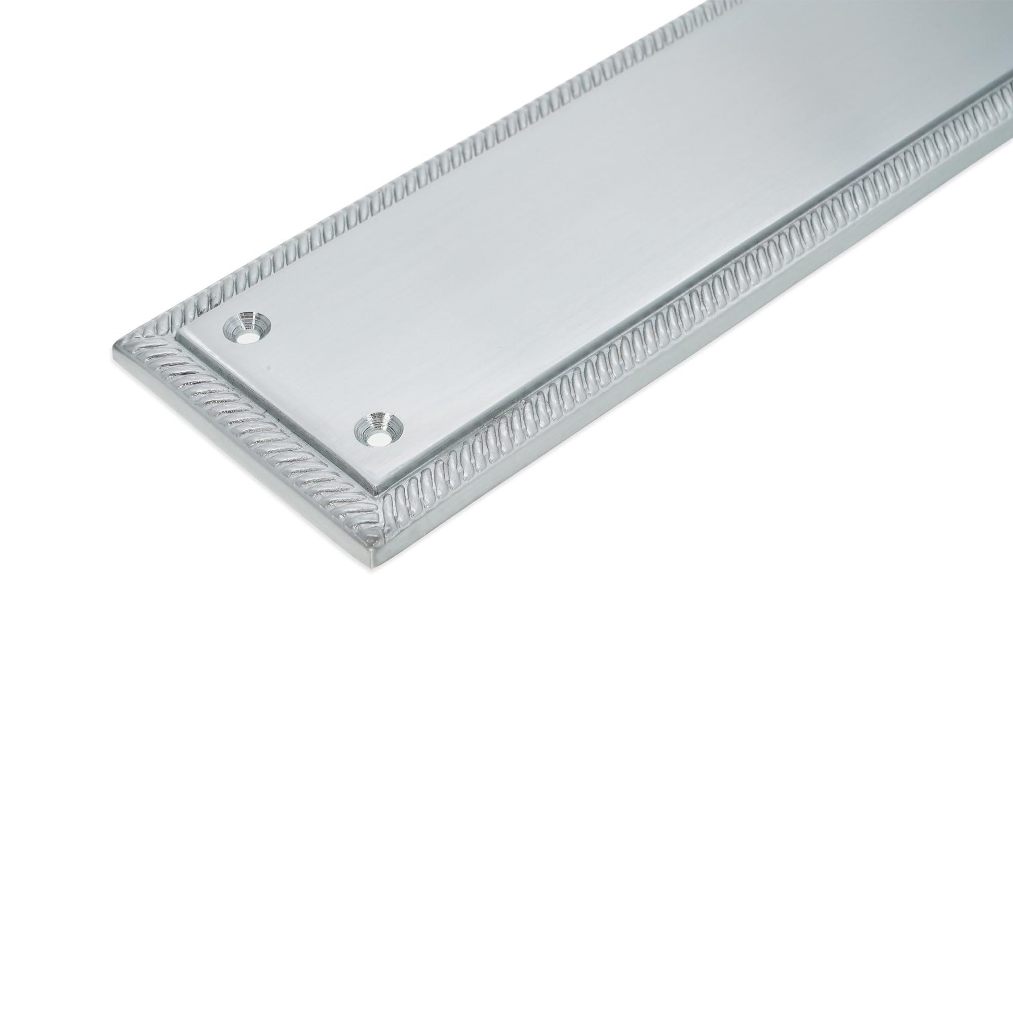 Infinity Decor Protection de porte en laiton chromé satiné avec bords torsadés Georgian 290 x 67 mm – pour portes intérieures et extérieures