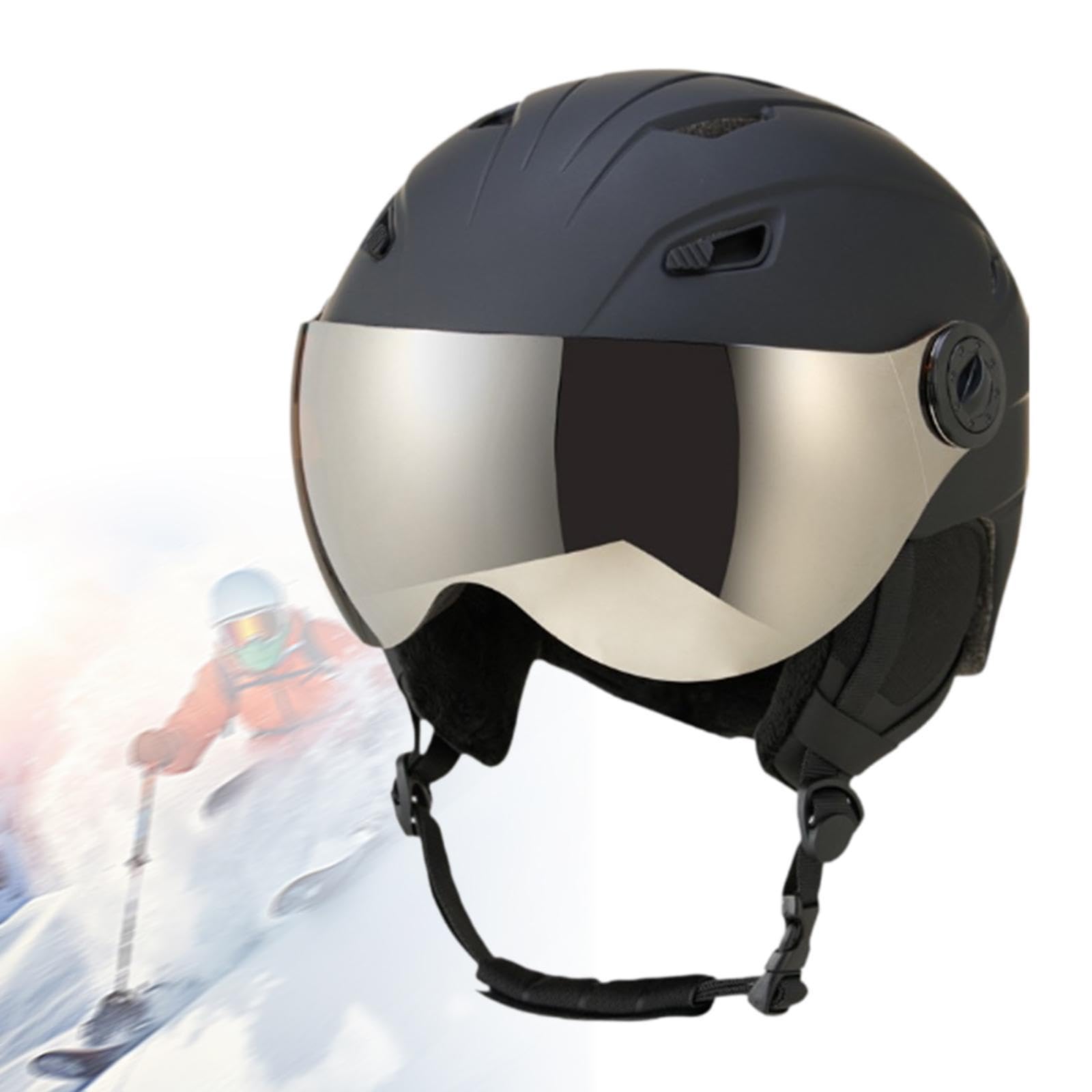 F Fityle Casque de Ski avec visière intégrée, Ajustement réglable, Casque de Ski Respirant, résistant aux Chocs, Casque de Sport de Neige, Casque de Snowboard
