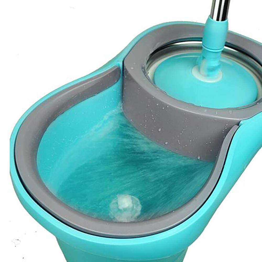 Con escurridor automático sin pedal y cesta de acero inoxidable, fregona giratoria de microfibra, fregona giratoria y cubo de Wring