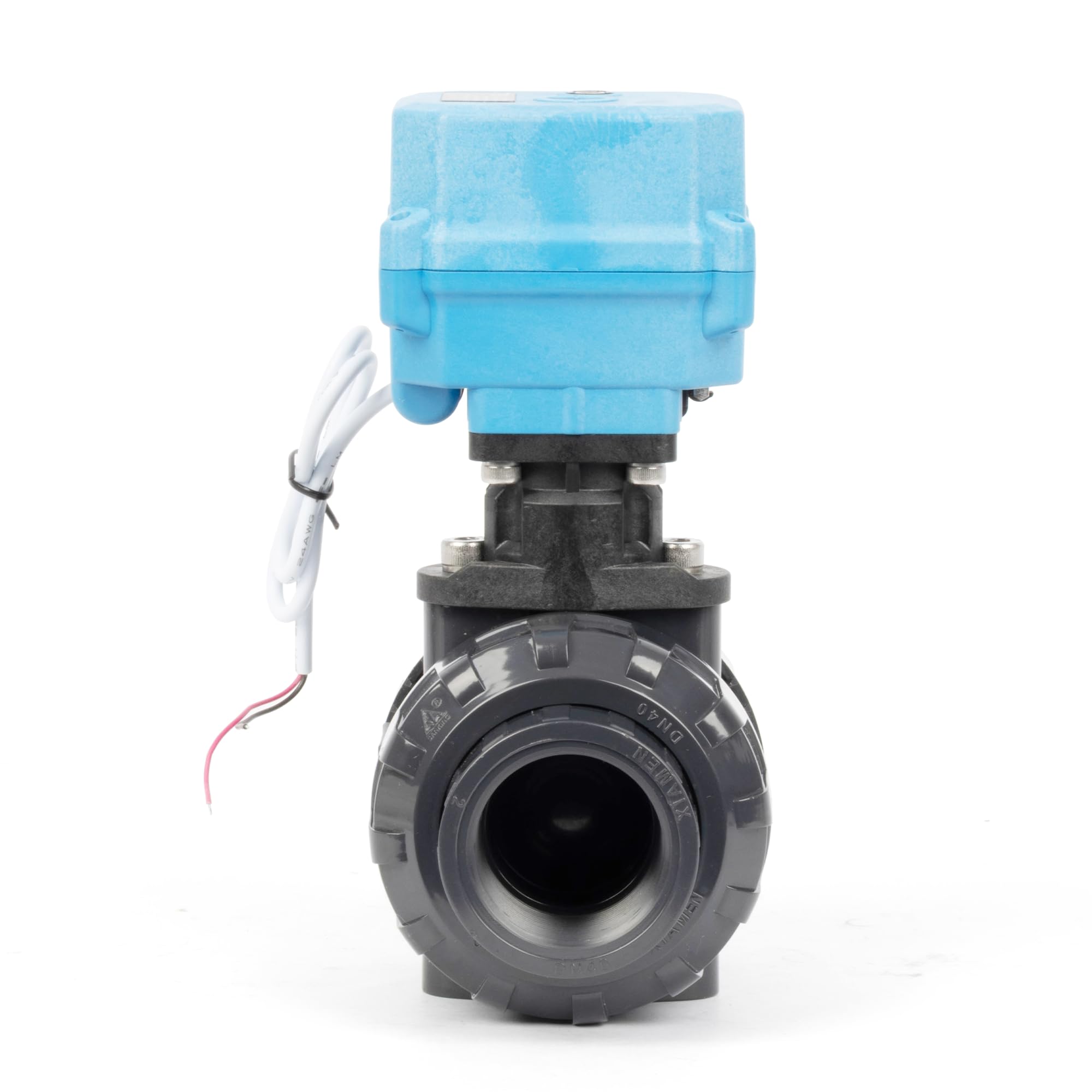 U.S. Solid Robinet à boisseau sphérique électrique UPVC 3,8 cm, filetage G, 9-24 V AC/DC, retour automatique à 2 fils, IP67, fermé sans courant avec réinitialisation manuelle pour systèmes d'eau et