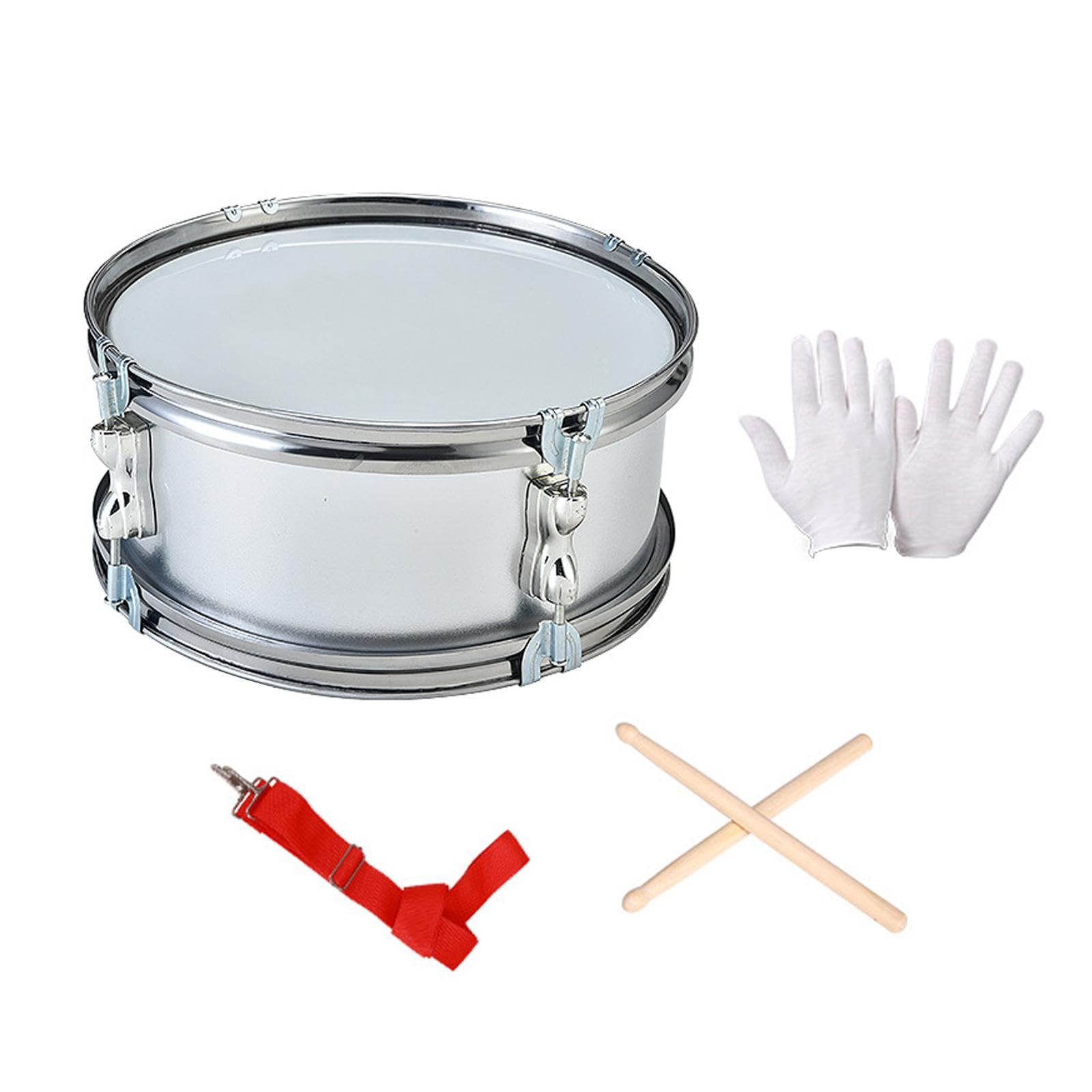 Caja de 11 Pulgadas, Instrumento de Percusión para Aprender Música, con Correa para El Hombro, Instrumentos Musicales, Tambores para Niños, Gris