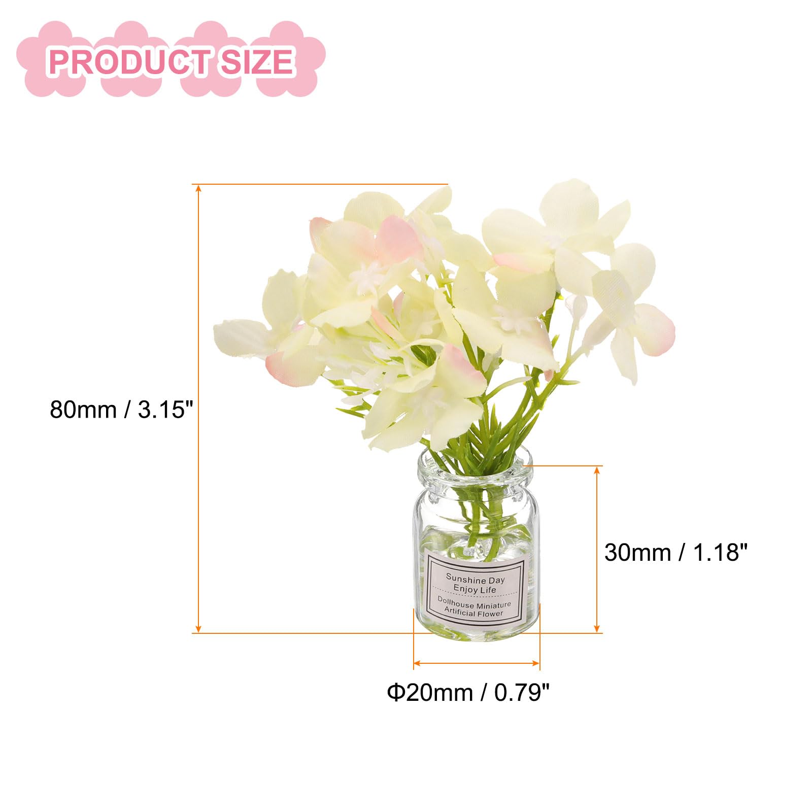 CoCud Mini Flowers Dollhouse in Vase, Silk Plastic Miniature Dollhouse Accessories with Tiny Flower Yellow - Image 2