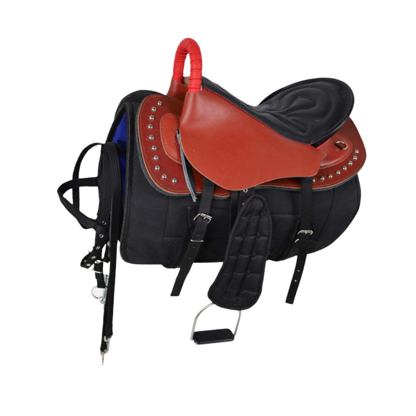Silla de Montar para Caballo con Equipo Ecuestre Práctico Asiento de Montar Resistente Al Desgaste Juego de Correas Seguro Y Almohadilla Confortable a