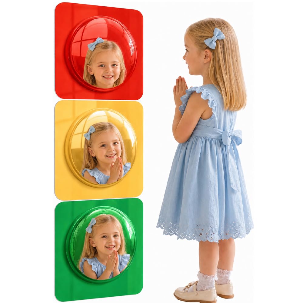 JYQOQH Acrylic Bubble Mirror Toys for Kids,3 Pcs Acrylic Sensory Wall Bubble Mirror,Sensory-Wall Panel,Montessori Mirrors for Autism Sensory Room,Preschool Classroom, Daycare Calming Corner
