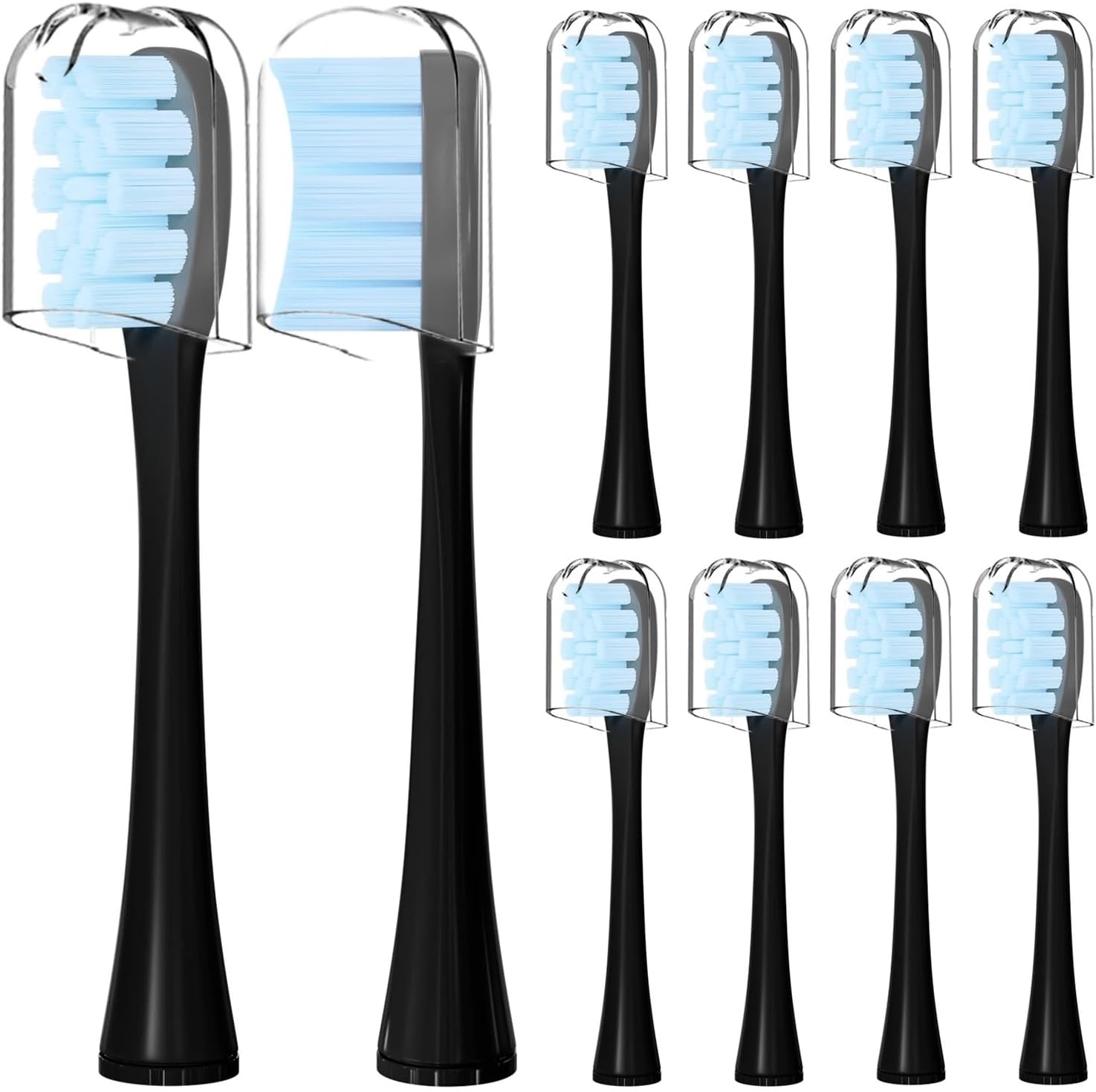 ，Compatible for 7MAGIC ，Electric Toothbrush Replacement Brush Heads,for 7MAGIC Sonic Electric Toothbrush,with Dust Cover(Black)