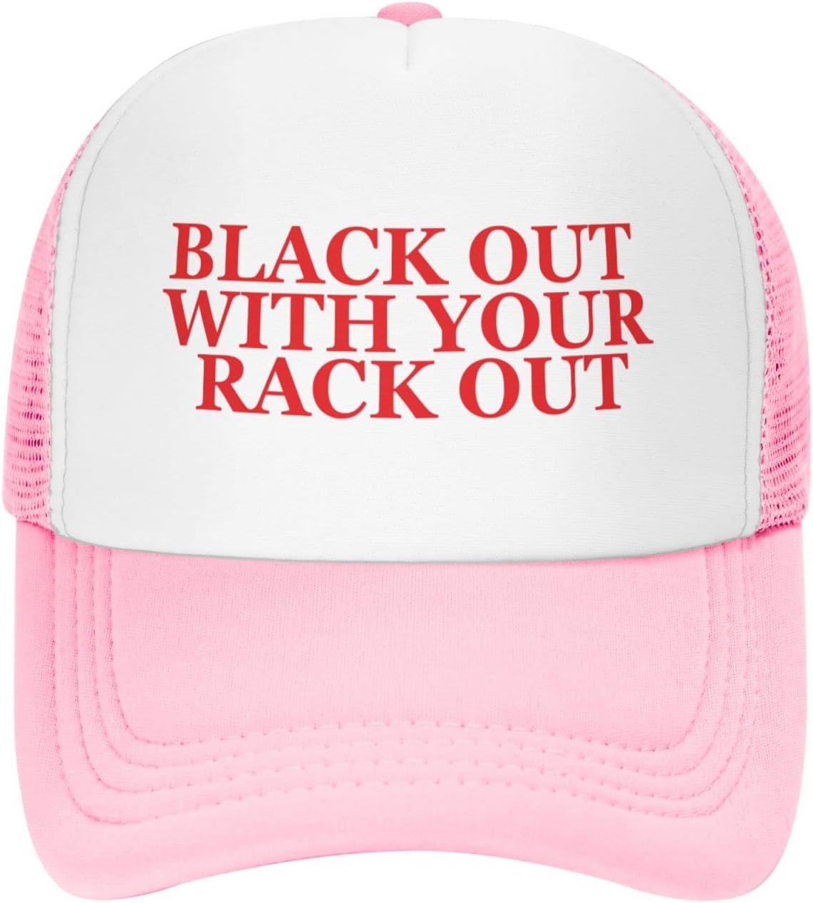 WovotiehBlack Out with Your Rack Out Hat Unisex Adult Trucker Hats Adjustable Cap for Adults Classic Fishing Caps, Pink, One size